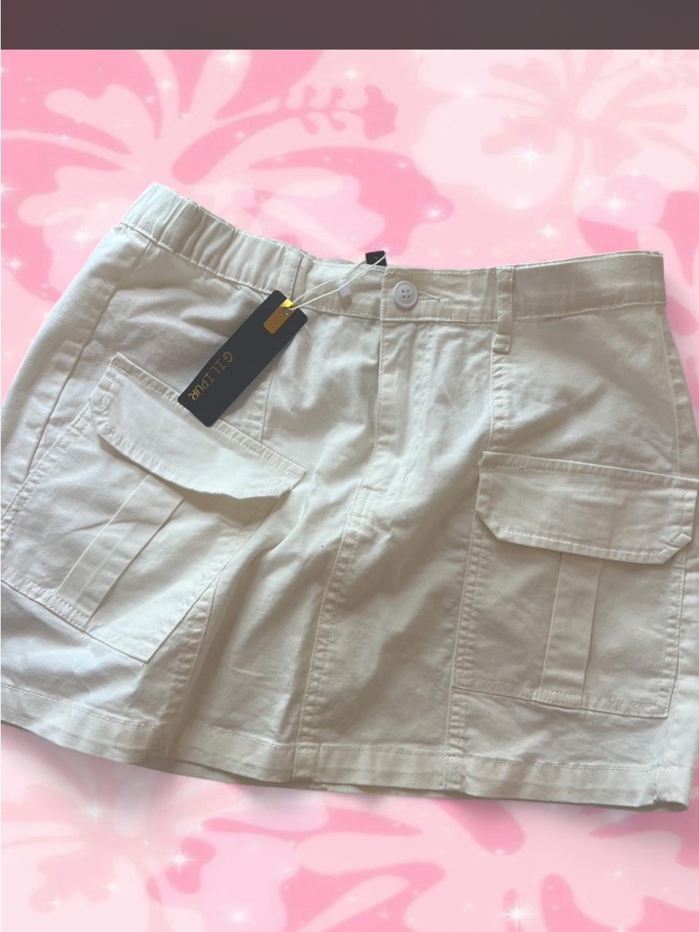 Light Beige Cargo Pocket Mini Skirt- M/L